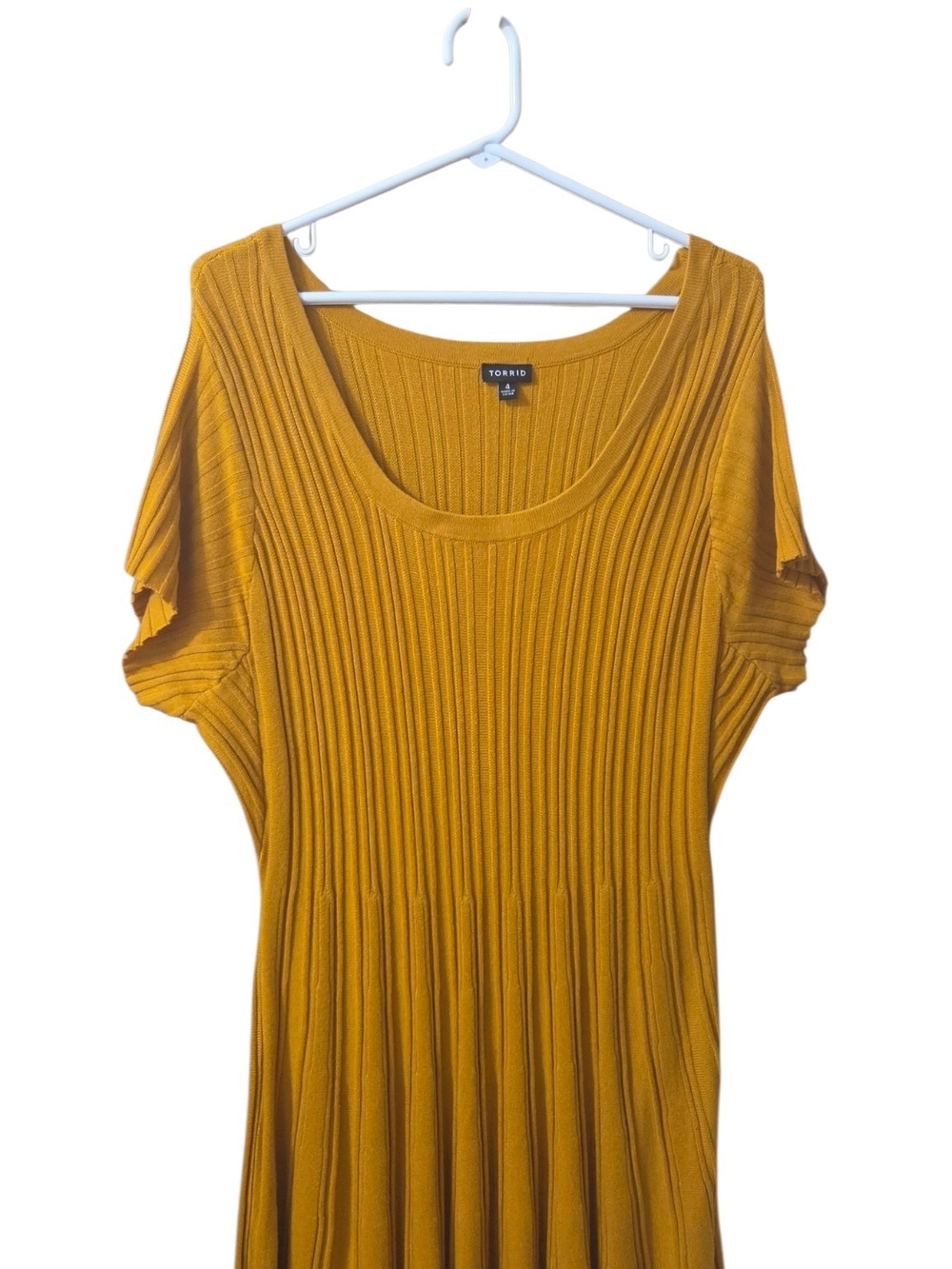 torrid Golden Mustard Ribbed Scoop Neck Dress